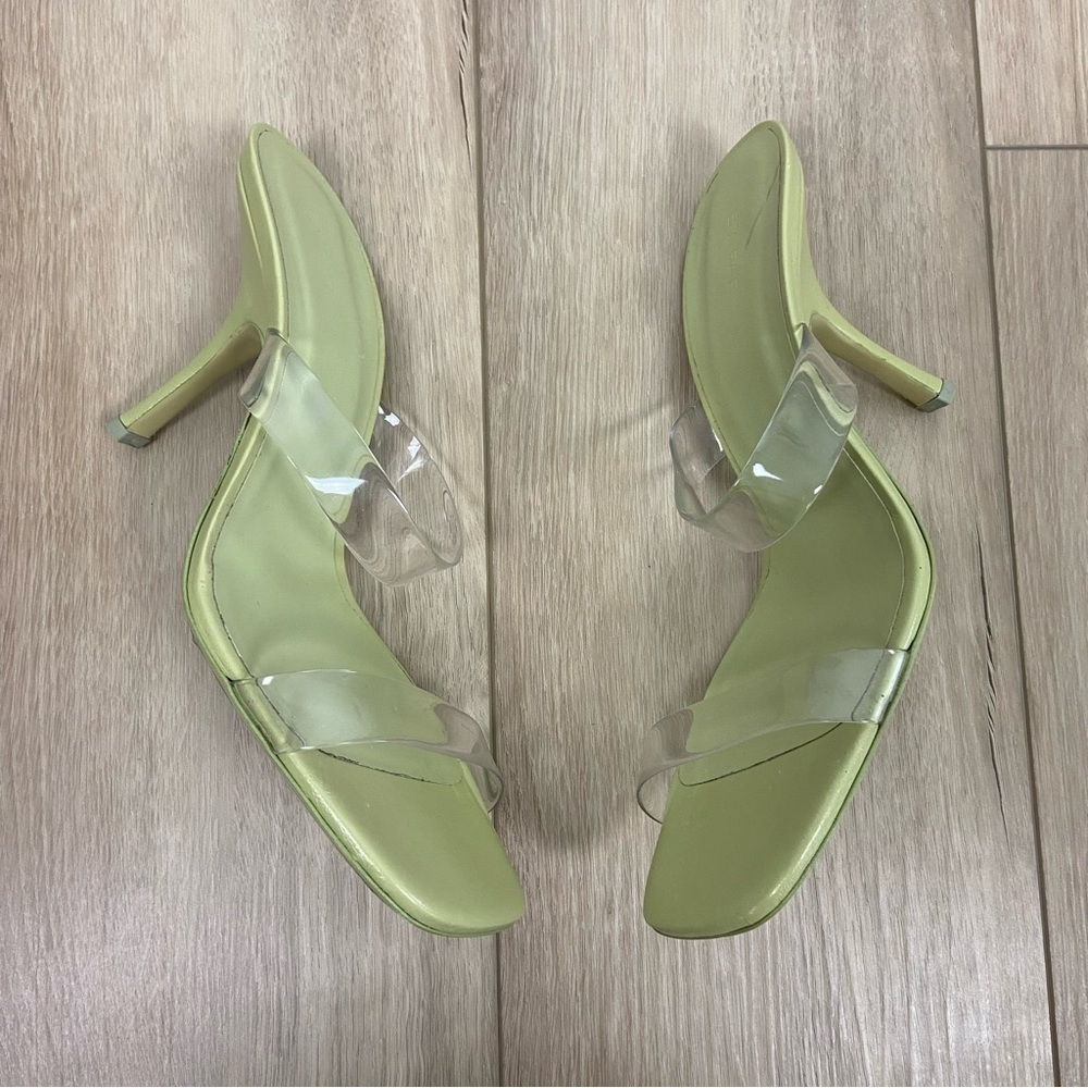 By Far Clara Olive Gloss Leather Mule Sandal - Picture 8 of 16